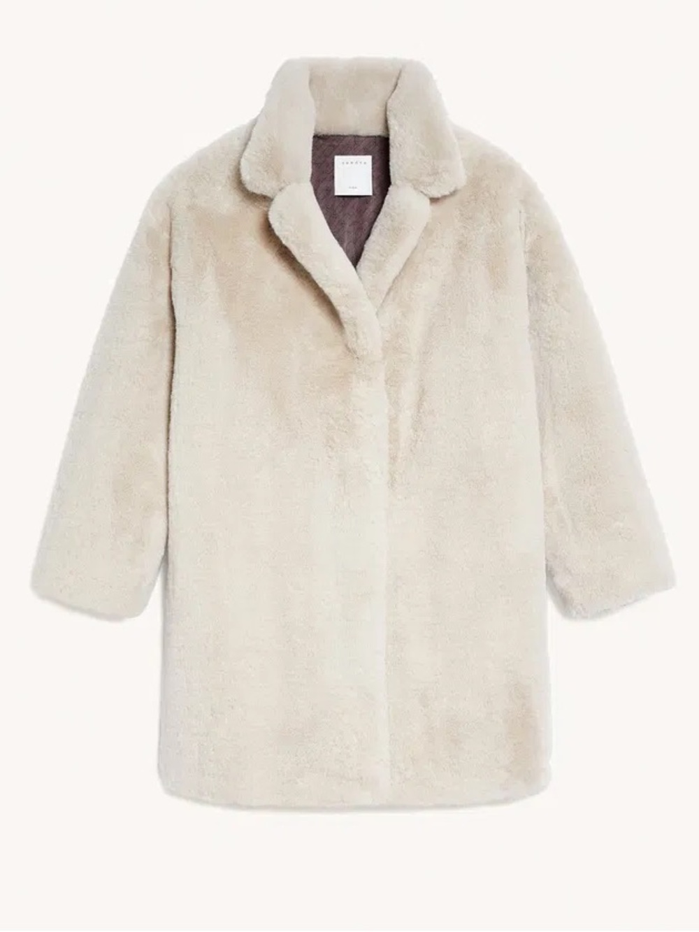 Sandro Fanye Faux Fur Coat 3 L Oversized Beige Cream Teddy Quiet Luxury Plush - Picture 16 of 16